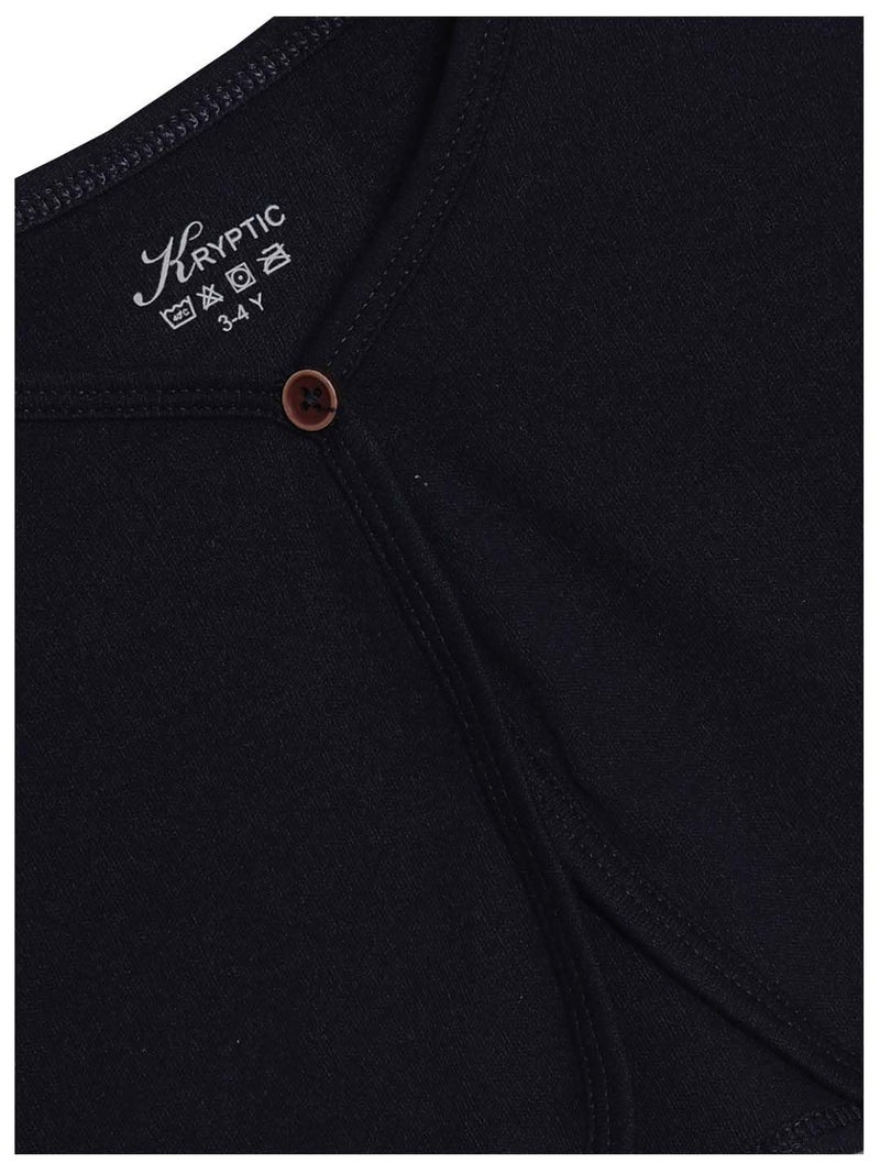 KRYPTIC Girls Navy Solid Cotton Crop Shrug for Kids (5-6 Years) - Image 2